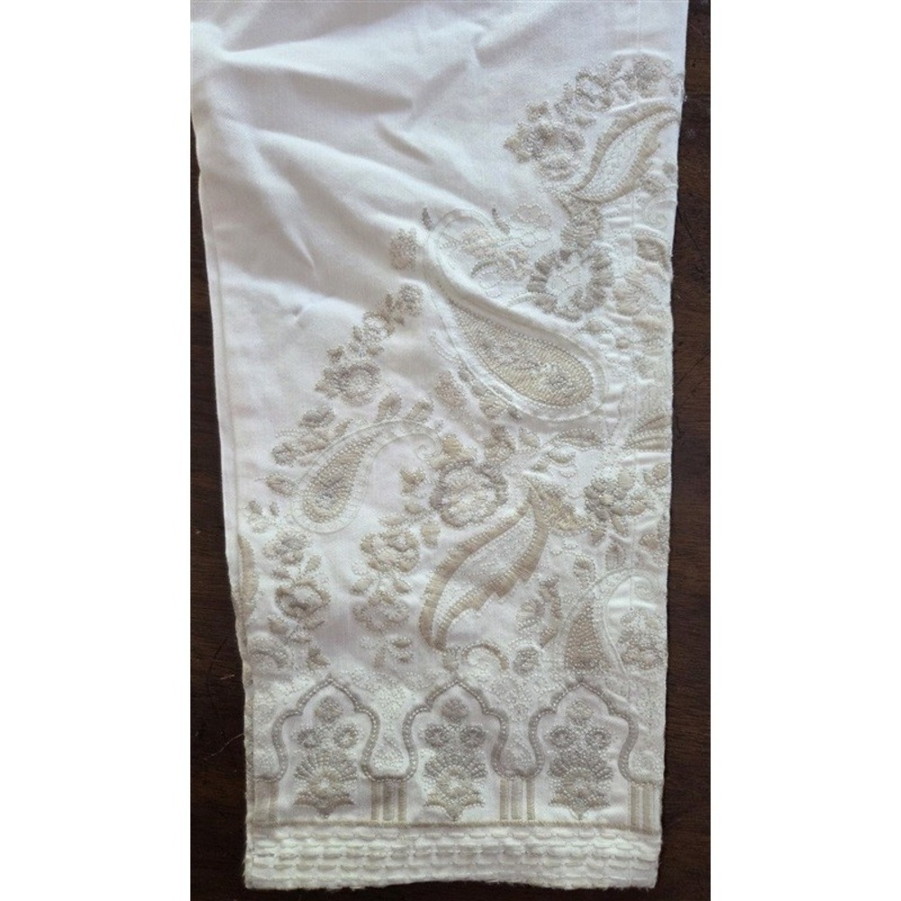 NWOT Soft Surroundings 12 Ultimate Cropped Embroidered Jeans Cream 127035 - Picture 5 of 5
